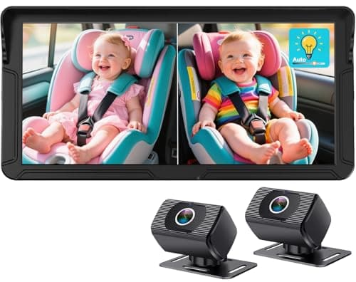 Rohent Dual Baby Car Camera for 2-Kids: 6.9'' HD Split Screen with Auto Brightness 1080P Backseat Camera for Twins Infrared Night Vision - 360° Adjustable USB Easy Setup Ideal for SUVs Minivans