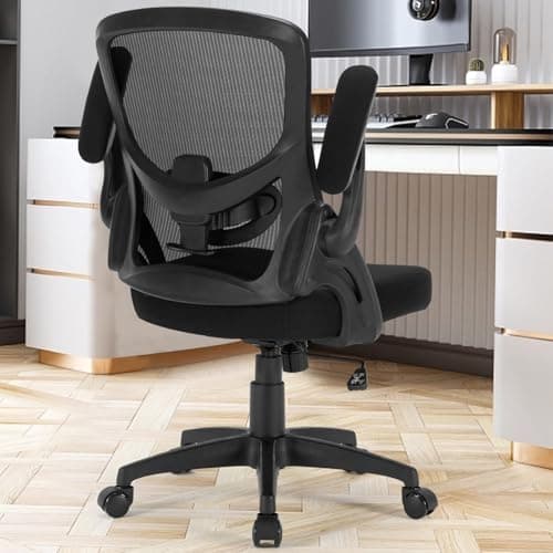 Office Chair Ergonomic, Comfy Desk Chair with Flip up Arms, Mesh Computer Chair with Adjustable Lumbar Support, Home Office Chairs 300 Lbs Capacity