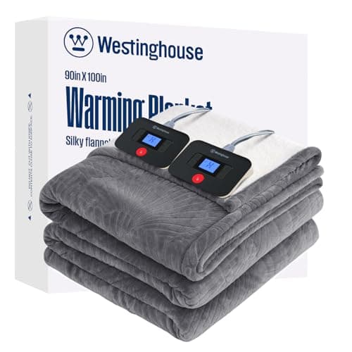 Westinghouse Electric Blanket King, Flower Jacquard Heated Blanket King Size with 10 Heating Levels and 1-12 Hours Auto-Off, Flannel to Sherpa Reversible, Machine Washable, 90" x 100" Inch, Grey
