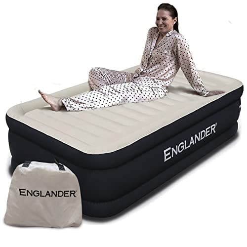 Englander Twin Air Mattress - Double High, 300 LB Capacity Luxury Camping Mattress with Built-in Pump, Waterproof and Microfiber