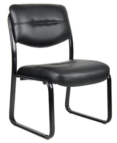 Boss Office Products B9539 Leather Sled Base Side Chair in Black, 250