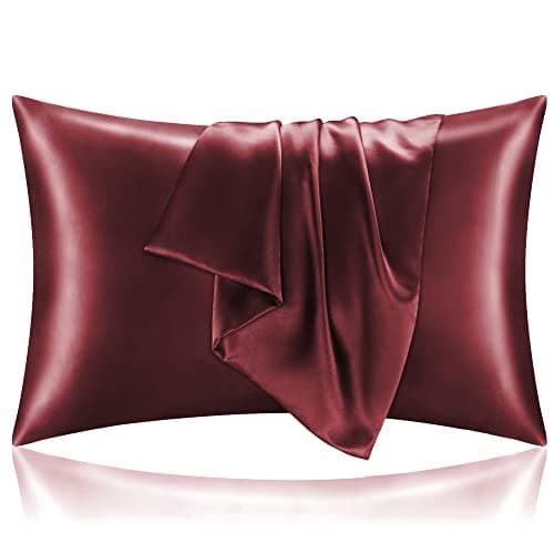 BEDELITE Satin Pillowcase for Hair and Skin, Super Soft and Cooling Similar to Silk Pillow Cases 2 Pack with Envelope Closure, Gift for Women Men(20"x30" Queen Size, Burgundy)