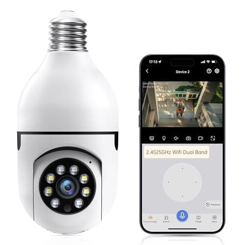 WESECUU Light Bulb Security Camera 5G WiFi Light Socket Security Cameras Wireless Outdoor 2K Light Bulb Camera AI Motion Detection Bulb Camera,Two-Way Audio Cameras for Home Security Outside