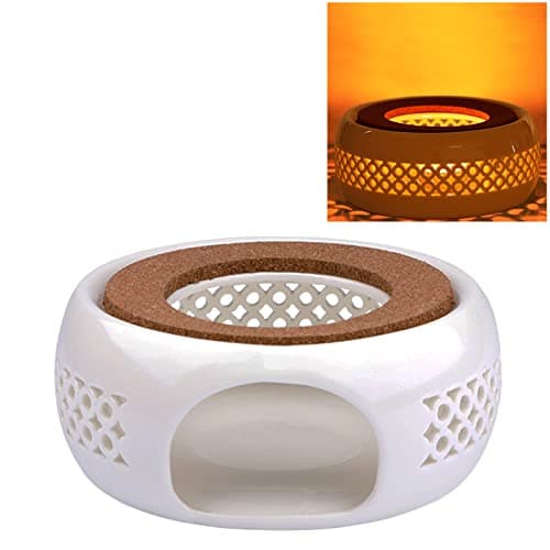 KEISSCO Teapot Warmer, Ceramic Teapot Heater with Cork Cushion Coffee Tea Warmer for Glass, Stainless Steel, Ceramic Teapot and Other Heatproof Dish Warming Use
