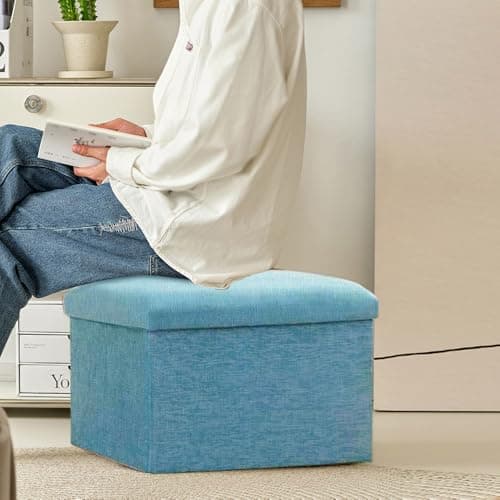 Atrtivoent Upholstered Storage Bench Fabric Tufted Storage Ottoman Bench with Safety Hinge, Multi-Functional Entryway Bench for Living Room Bedroom Entryway, Holds up to 220lb