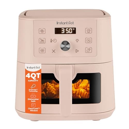 Instant Pot 4Qt VORTEX 6-in-1 Mini Air Fryer, Custom Program Options, Air Fry, Broil, Roast, Dehydrate, Bake, Reheat, Rosewater, 4 Quarts