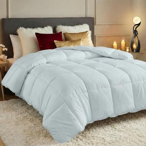 Utopia Bedding Comforters Queen Size, All Season Duvet Insert, Down Alternative Box Stitched Bed Comforter with Corner Tabs, Machine Washable (Light Grey)