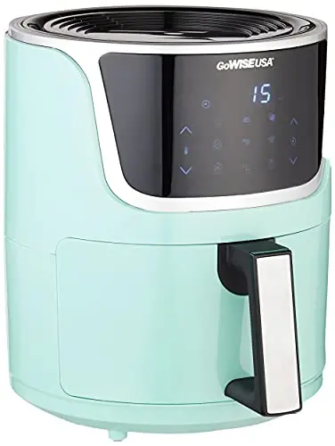 GoWISE USA GW22964 5 Quart Electric Air Fryer with Digital Touchscreen + Recipe Book, 5-Qt, Mint/Silver