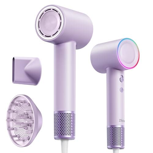 High-Speed Hair Dryer, 160,000 RPM Brushless Motor for Ultra-Fast Drying,500M Ionic Negative for Frizz Reduce, Low Noise Thermo-Control Blow Dryer with Diffuser for Curly Hair Women and Men,Purple