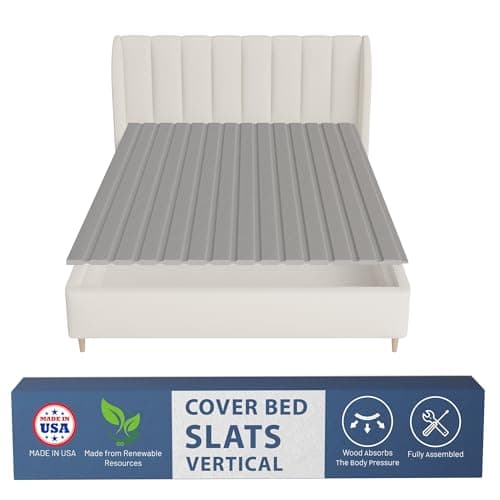 Greaton, 0.75-Inch Vertical Wooden Bunkie Board/Bed Slats, Full, Grey