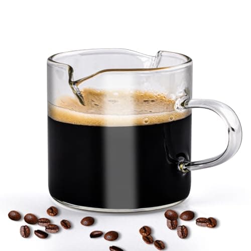 Jiodaueyu Glass Espresso Cups - 75ml Double Spout Espresso Accessories, small, Transparent