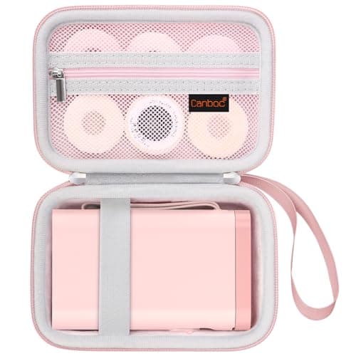 Canboc Carrying Case Compatible with NELKO P21 Label Maker Machine, Portable Bluetooth Label Printer Box, Zipper Mesh Bag fits Label Paper and Charging Cord, Pink