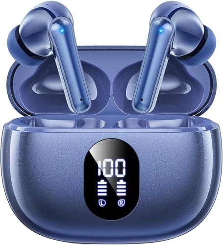 wyness Wireless Earbuds, 2025 Ear Buds with Big Bass Stereo Sound, Lightweight Bluetooth Earbuds with 48 Hours Playtime, in-Ear Fit Earphones, IPX7, Hands-Free Calls with AI for iPhone, Android, Pad