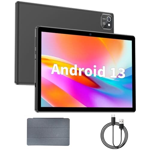 aiprotablet 10 inch Tablet Android 13 Tablets, 4GB RAM 64GB ROM 512GB Expand, Quad-Core Processor, 1280x800 IPS HD Touch Screen, GPS, WiFi, Dual Camera, Bluetooth, 6000mAh Battery (Gray)