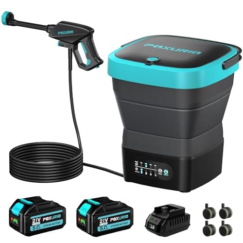 750PSI Portable Pressure Washer Cordless, 4.5Gal Tank, 4 Adjustable Pressure Electric Power Washer with 2x5.0Ah Battery & Quick Charger, 5-in-1 Nozzle, 10FT Hose, Power Cleaning for Car Washing, Patio