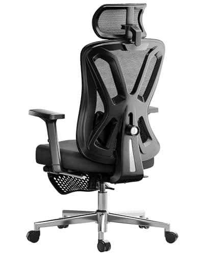 Hbada P5 Ergonomic Office Chair, Desk Chair with Adjustable Lumbar Support and Height, Comfortable Mesh Computer Chair with Footrest 2D Headrest, Swivel Tilt Function Black