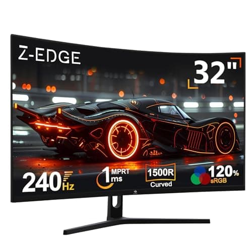 Z-Edge 32 inch Curved Gaming Monitor, FHD 1080P 240Hz Curved Monitor,1500R Computer Monitor, MPRT 1ms Monitor, FreeSync, Low Blue Light, UG32P 1X DP and 2X HDMI