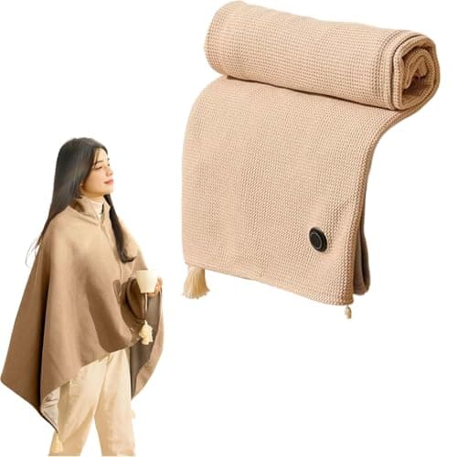 2026 New Portable Heated Blanket Shawl Wraps for Women,Portable USB Heated Blanket Shawl with 3 Heat Settings & Fast Heating, Beige Shawl Wrap for Women Men, Home Outdoor Office Use