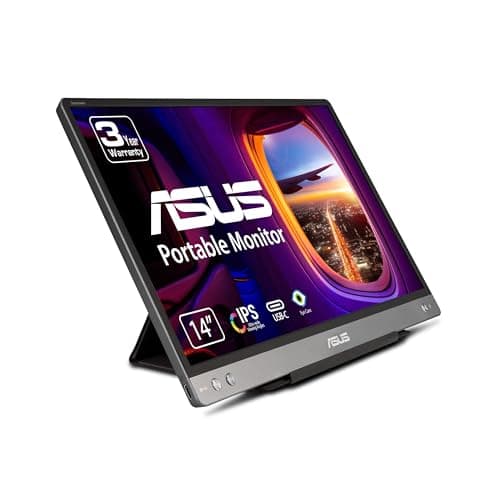 ASUS ZenScreen MB14AC 14” Portable USB Type-C Monitor, 1080P Full HD, IPS, Eye Care, Anti-Glare Surface, External Screen for Laptop, Hybrid Signal Solution