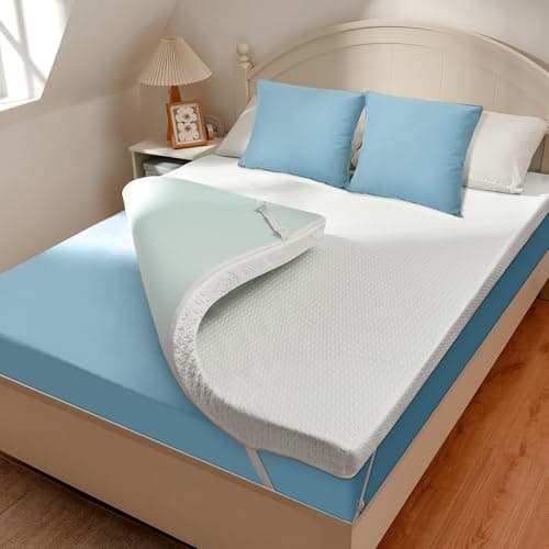 3 Inch Gel Memory Foam Mattress Topper Queen Size, Cooling Bed Topper with Removable Bamboo Soft Cover, CertiPUR-US Certified, White