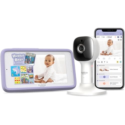 HUBBLE CONNECTED Nursery Pal Cloud Touch Smart WiFi Enabled Baby Monitor with 5 Inch HD Color Touchscreen Parent Unit, Plus Preloaded Soothing Sounds, Lullabies, and Stories, White