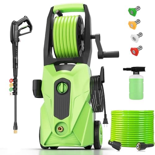 Pressure Cleaner 5000 PSI Power Cleaners Electric Powered with 33ft Pressure Hose, 4 Nozzle and Foam Cannon, Powercleaners for Home, Cars, Patio