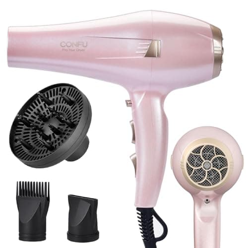 CONFU Hair Dryer, Professional Ionic Salon Blow Dryer with Diffuser for Women and Men, 5X Fast Drying, Powerful and Quiet Hair Blow Dryer for Fast & Easy Styling (1875 Watts)