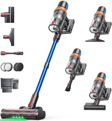 Cordless Vacuum Cleaner, 650W 55KPA 70Mins Vacuum Cleaners for Home, Upgraded Stick Vacuum with Extra Mattress Cleaning Tool, Self-Standing, Anti-Tangled Vacuum Cordless for Pet Hair/Floors/Carpets