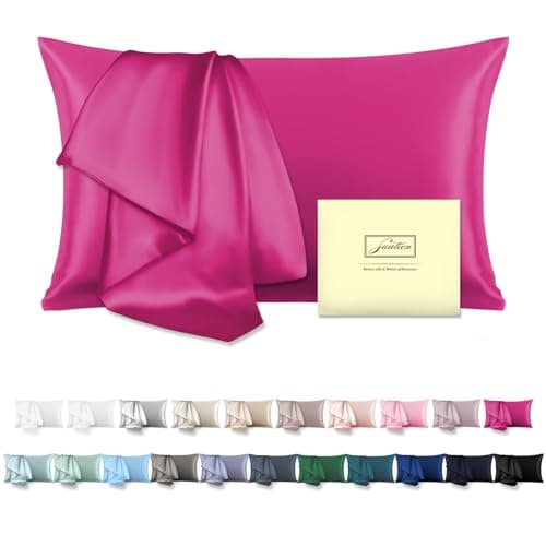 Mulberry Silk Pillowcase for Hair and Skin Standard Size 20"X 26" Pillow Case with Hidden Zipper Soft Breathable Smooth Cooling Silk Pillow Covers for Sleeping (Hot Pink,Standard,1Pcs)