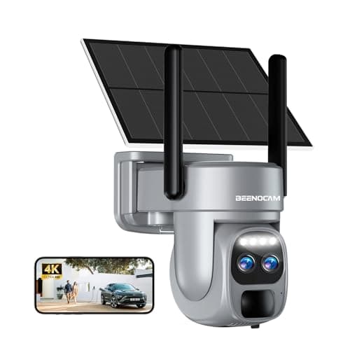 BEENOCAM 4K/8MP Solar Security Cameras Wireless Outdoor, Dual Lens 360°PTZ Solar Camera Outdoor Wireless Cameras for Home Security with 2.4/5GHz, PIR Sensor, Color Night Vision, 2-Way Audio,Alexa