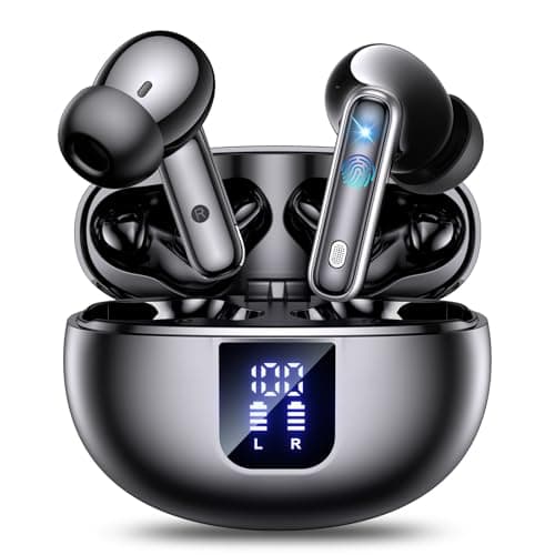 Wireless Earbuds ANC&ENC Bluetooth 5.4 Earphones in Ear Transparency Mode Ear Buds with Dual Noise Cancelling Mic, Deep Bass Stereo Sound, LED Display 36H Playtime Wireless Headphones IP7 Waterproof