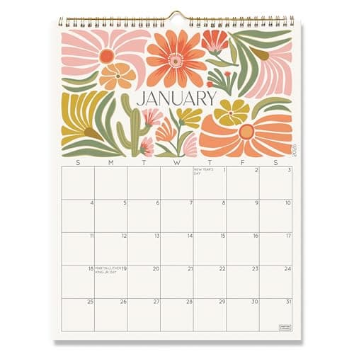 S&O Desert Garden 2026 Wall Calendar - Tear-Off Monthly Calendar through December 2026-18 Month Academic Wall Planner - Hanging Organizer to Track Anniversaries & Appointments - 13.5"x10.5”in