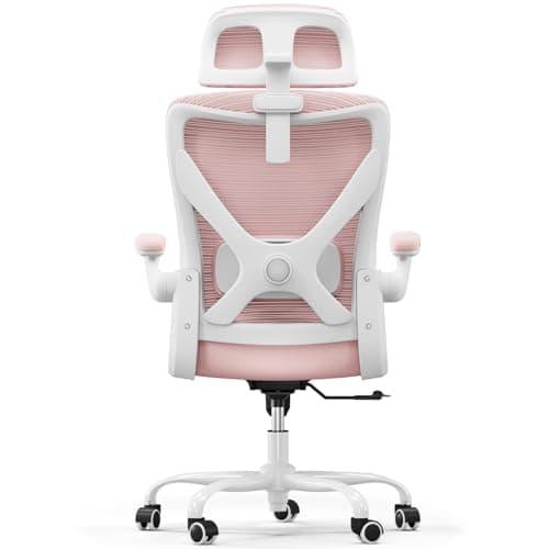 Ergalithic Office Chair-Mesh Computer Desk Chair Comfy, High-Back Gaming Chairs with 3D Headrest & Lumbar Support(White Pink)