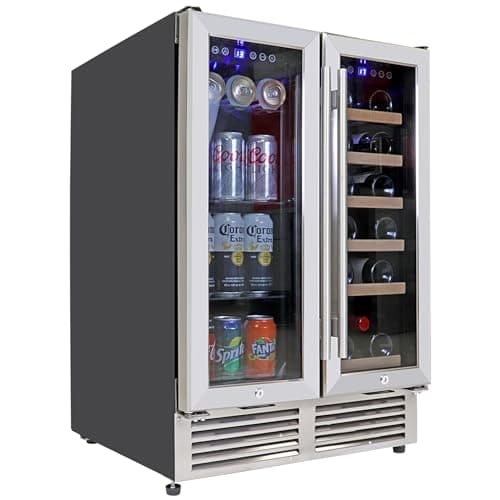 Koolatron 18 Bottle 56 Can Wine Fridge – Wine Cooler with Glass Door, 150 L Beverage Can Refrigerator, Digital Temperature Control/Dual temperature zone, Ideal for White,Red & Sparkling Wine