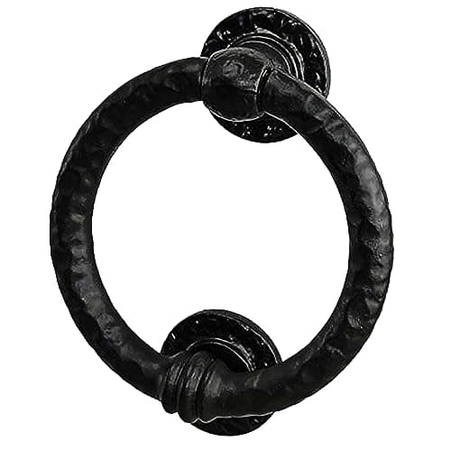 Mythrojan Medieval Door Knocker, Cast Iron Ring Knocker, Vintage Home Knocker for Home Improvement- 5” x 4” Black