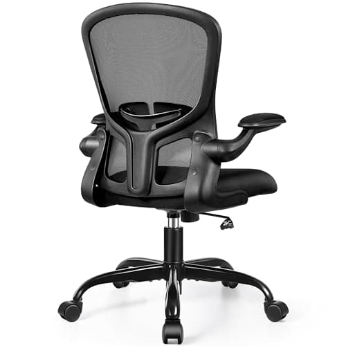 FelixKing Office Desk Chairs, Ergonomic PC Desk Chair with Wheels, Adjustable Lumbar Support and Height, Swivel Computer Chair with Flip-up Armrests, Ergo Mesh Backrest for Working (Black)