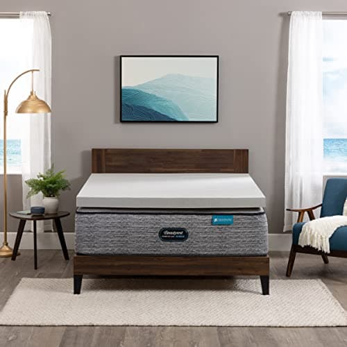 Beautyrest Black Diamond Cooling, Pressure-Relieving Memory Foam Mattress Topper, Queen, 3-Inch, Grey