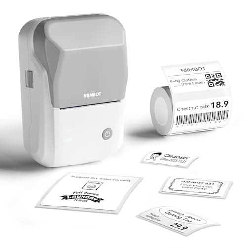 NIIMBOT B1 Label Maker Machine, Thermal Label Printer Easy to Use for Office, Home, Business, Came with 1 Roll White Label(Grey)