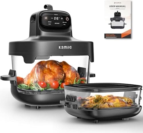 Kismile Roasti Portable Air Fryer 5-in-1, 4.7 QT & 2.6QT Glass Containers with Storage Lids, Deep Roast, Freezer & Dishwasher Safe, Compact Air fryer, Keep Warm - Quick & Easy Meals