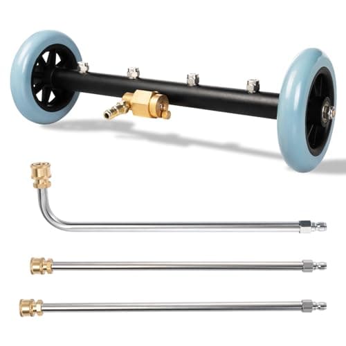 Undercarriage Pressure Washer Attachment 16 Inch 2-in-1 Power Water Broom Under Car Cleaner with 4 Nozzles 3 Extension Wands, 4000 PSI Max, Blue