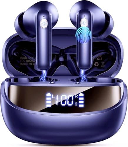 Nerunsa Wireless Earbuds, Bluetooth 5.4 Headphones with 4 ENC Noise Cancelling Mic, 45Hrs Playtime Wireless Headphones