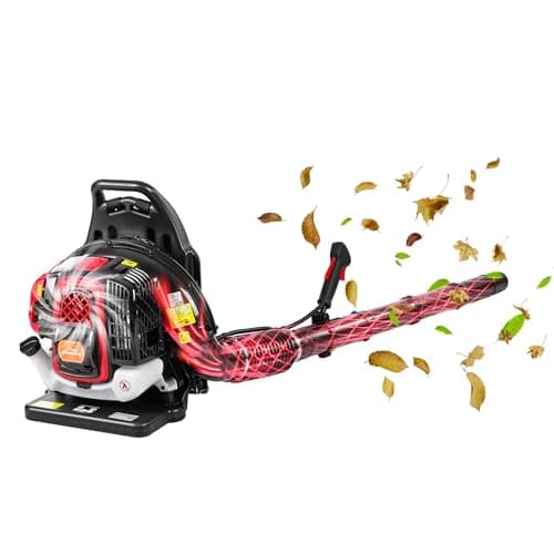 JellyMoving 65CC 2-Stroke Backpack Leaf Blower Gas Powered, 850CFM 230MPH Powerful Wind, Cruise Control, High-Efficient Commercial Gas Leaf Blower for Yard Lawn Care, Debris Dust & Leaf Cleaning