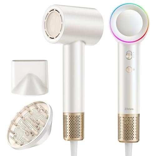 High-Speed Hair Dryer, 160,000 RPM Brushless Motor for Ultra-Fast Drying,500M Ionic Negative for Frizz Reduce, Low Noise Thermo-Control Blow Dryer with Diffuser for Curly Hair Women and Men,White