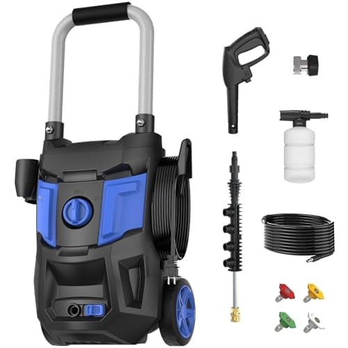 Electric Pressure Washer - 5000PSI Max 3.0GPM with 20FT Hose, 35FT Power Cord High Power Washers Electric Powered 4 Nozzles for Cleaning Patios, Cars, Gardens, Driveways and Outdoor Surfaces