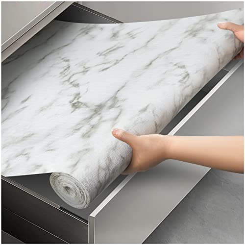 Viseeko Shelf and Drawer Liner for Kitchen Cabinet, 12 in x 10 ft Non-Adhesive Cabinet Liners for Shelves, Strong Grip Shelf Paper Non-Slip Waterproof Easy to Cut for Dresser Cupboard, Marble