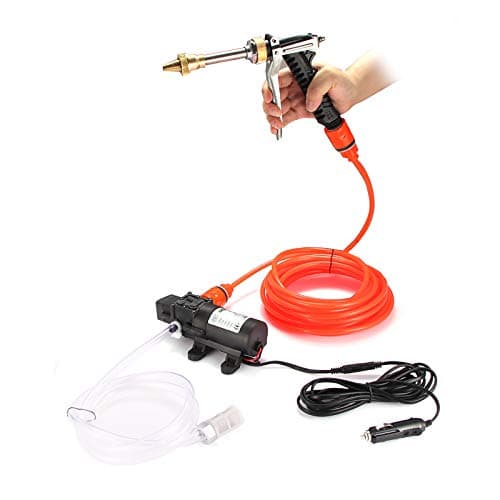Car Washer Kit,100W Electrical Car Wash Pump Portable High Pressure 12V130PSI Car Washer Kit with Cigarette Lighter Adapter for Car, Garden, Pets Cleaning, Automatic On/Off Switch