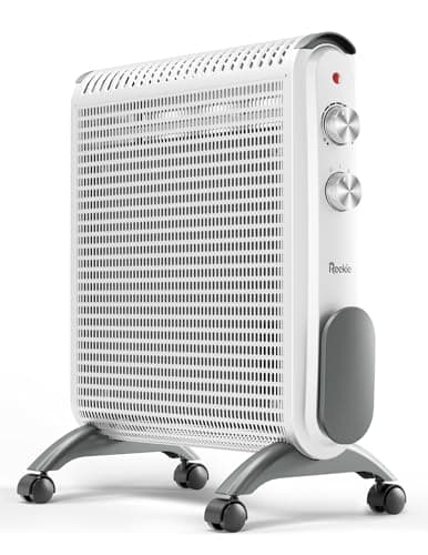 Reekie Convection Space Heaters for Indoor Use, 1500W Electric Mica Panel Heater with Thermostat, Fast Heating, Quiet, Safety Protection, Portable Large Room Heater for Bedroom Office Garage, White