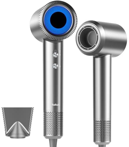 Hair Dryer, High-Speed Ionic Low Noise Blow Dryer with 160000 RPM Motor for Fast Drying, Thermo-Control Portable Hair Blow Dryer with Magnetic Nozzle for Home Travel Salon (P2306F Grey)