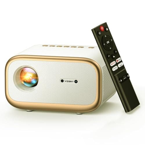 VIZONY 1080P Smart Projector with WiFi Bluetooth, Built-in 300+ Apps with Netflix/YouTube/ Prime Video/Disney/Hulu, Auto Focus+Keystone, Full-Sealed Optical Engine, Portable Mini (Yellow)