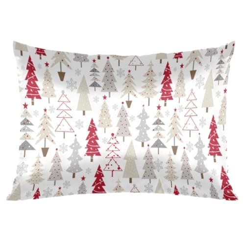 Satin Pillowcase for Hair and Skin Christmas Tree Silk Pillowcase with Envelope Closure, Standard Size Cooling Pillow Cover for Bedroom Home Christmas Decorations Xmas Gifts for Mom Daughter Women Men